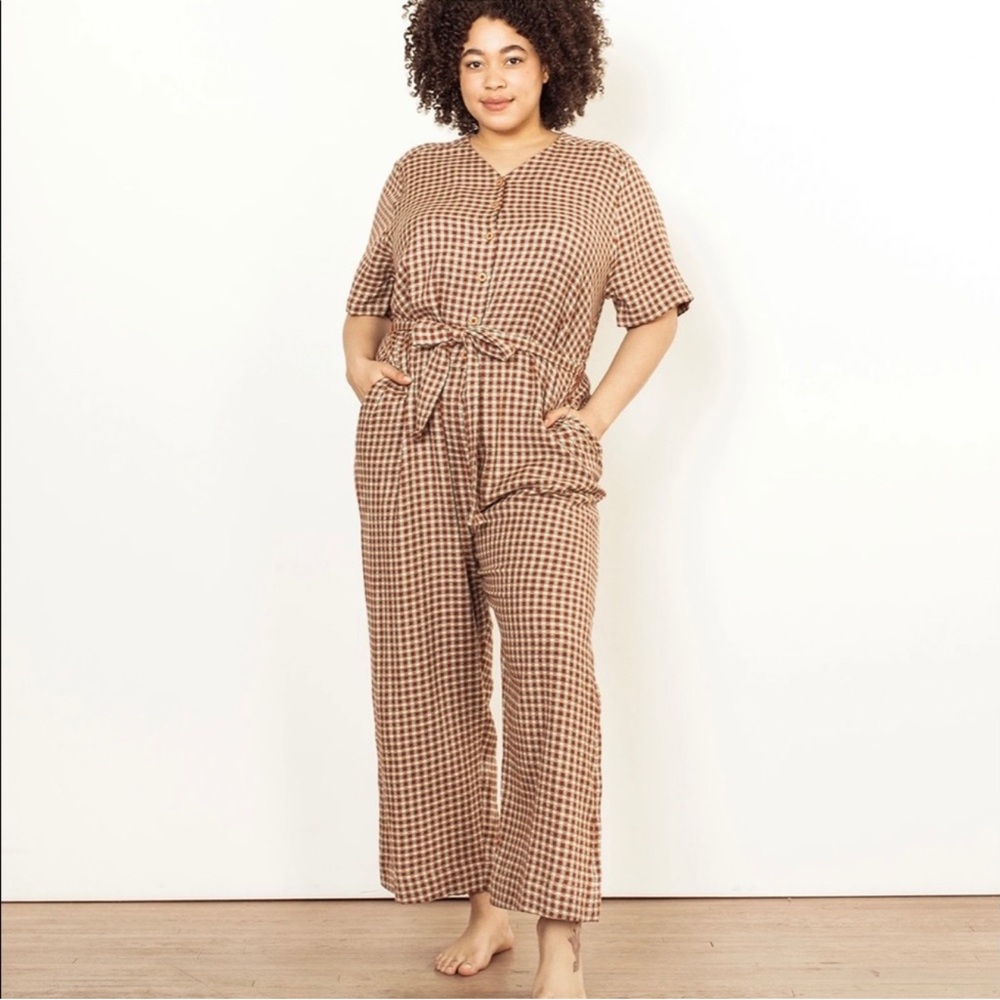 ACE & JIG Beni Jumpsuit in Brunswick Brown Check Size 2X * No Belt *